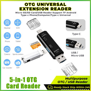 【จัดส่งรวดเร็ว】5-IN-1 เครื่องอ่านการ์ดหน่วยความจํา USB 3.0 OTG Micro USB Type C สําหรับ Micro TF USB C OTG