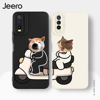 Jeero เคสคู่ เคสวีโว่ คู่รัก ขอบเหลี่ยมกันกระแทกซิลิโคนนุ่มการ์ตูนตลก เคสโทรศัพท์ VIVO Y3S Y11 Y12 Y12S Y15 Y15S Y15A Y17 Y20 Y20S Y21 Y21T Y33S พลัส HFE1521