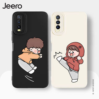 Jeero เคสคู่ เคสวีโว่ คู่รัก ขอบเหลี่ยมกันกระแทกซิลิโคนนุ่มการ์ตูนน่ารักตลก เคสโทรศัพท์ VIVO Y3S Y11 Y12 Y12S Y15 Y15S Y15A Y17 Y20 Y20S Y21 Y21T Y33S พลัส HFE1568