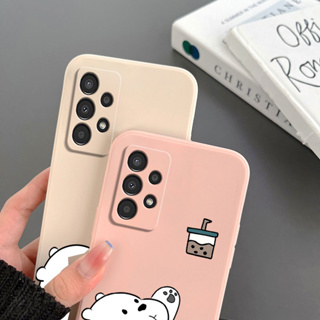 เคสโทรศัพท์มือถือ Tpu นิ่ม ลายการ์ตูนหมีชานม พร้อมสายคล้อง สําหรับ Samsung A13 4G A13 5G A33 5G A73 5G A53 5GSamsungA03S A21s