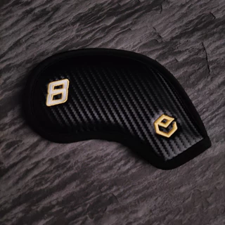 Ep ON ผ้าคลุมหัวไม้กอล์ฟ หนัง PU คาร์บอน สีดํา กันน้ํา 10 ชิ้น Quality Fit Iron Club Covers