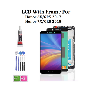 แผงหน้าจอสัมผัส LCD พร้อมกรอบ แบบเปลี่ยน สําหรับ Honor 6X GR5 2017 7X GR5 2018