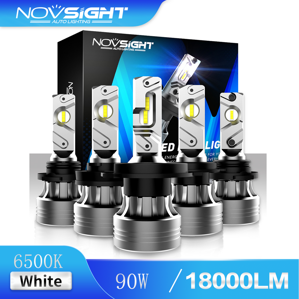 Novsight 9005 9006 HB3 HB4 H11 H4 H7 หลอดไฟ Led N55 ควบคุมอุณหภูมิอัจฉริยะ 90W 6500K 18000LM สว่างมา