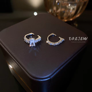 DREJEW ต่างหูแฟชั่น ชุบไฟฟ้า ประดับเพทาย รูปตัว C ไม่เจาะหู เรียบง่าย สไตล์เกาหลี