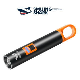 Smiling Shark SD0401 ไฟฉาย สว่างมาก Led M77 ไฟฉายแรงสูง ไฟฉายพกพา พร้อมตะขอล็อก ไฟฉายสว่างมากพิเศษ ซูมได้ กันน้ํา ไฟฉายแบบยาว สําหรับตั้งแคมป์กลางแจ้ง Flashlight 手电筒