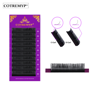 Cotremyp ขนตาปลอม 0.05-0.2d เนื้อแมตต์ นิ่ม ดูเป็นธรรมชาติ สีดําเข้ม สําหรับต่อขนตาปลอม