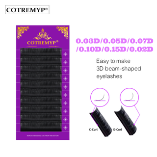 Cotremyp ขนตาปลอม 10 เส้น เรียบง่าย สําหรับต่อขนตาปลอม สีดําด้าน นุ่ม เป็นธรรมชาติ