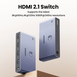 Ugreen HDMI 2.1 8K สวิตช์ 3 in 1 พร้อมรีโมตคอนโทรล 8K@60Hz 4K@120Hz ตัวแปลงแยกสวิทช์ สําหรับ Xbox PS5 Monitors