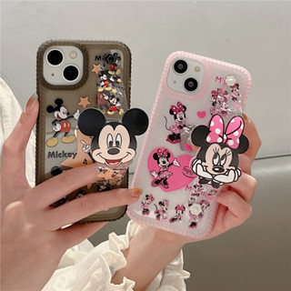 [เคสโทรศัพท์มือถือ ลายการ์ตูนมิกกี้ มินนี่เมาส์ พร้อมสายคล้องข้อมือ กันกระแทก] สําหรับ iPhone14pro 13 12 pro max 11