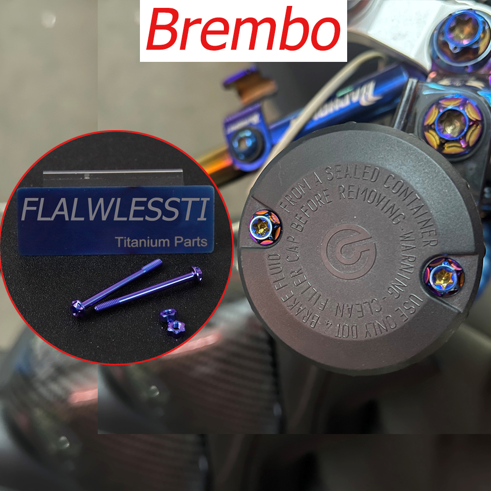 FLAWLESSTI น๊อตไททาเนียม เกรด5 Brembo สลักเกลียวฝาถังน้ํามันเบรก M4x45 พร้อมน็อต สําหรับ Forza 350 Xmax 300 Wave 125i ZX10R Tmax 560 Monkey 125