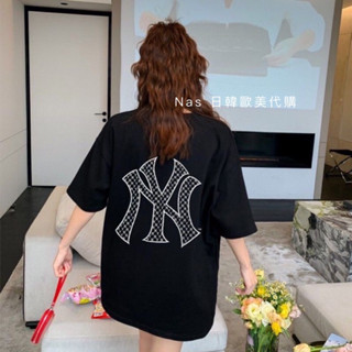 เสื้อยืดแขนสั้น พิมพ์ลาย Mlb ทรงหลวม สไตล์สปอร์ต สําหรับผู้ชาย และผู้หญิง