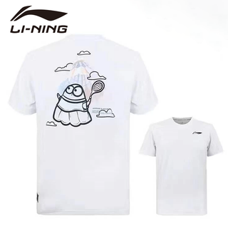 Li Ning เสื้อแบดมินตัน แขนสั้น แบบแห้งเร็ว สําหรับผู้ชาย และผู้หญิง