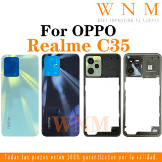 ฝาครอบแบตเตอรี่ ด้านหลัง กรอบกลาง กรอบกล้อง และปุ่ม สําหรับ OPPO Realme C35 Bezel