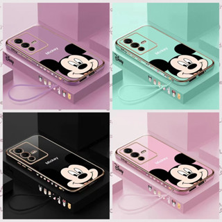 เคส Mi Poco F5 Poco F5 Pro Poco C31 Poco C55 Poco M5S 4G Poco M5 4G Poco C50 Poco C3 Poco X5 5G Poco X5 Pro 5G เปลือกชุบขอบตรง Mickey กับ Lanyards