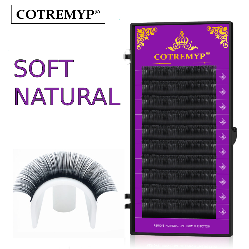 Cotremyp ขนตาปลอม แบบเกลียว ตามเกลียว และกล่องสีม่วง 0.05 0.07 0.15 C และ D - ขนมิงค์ธรรมชาติ พรีเมี่ยม