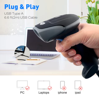 เครื่องยิงบาร์โค้ด 1D 2D QR Code เครื่องสแกนบาร์โค้ดไร้สาย laser บาร์โค้ด สแกนเนอร์ Wireless Bluetooth Barcode Scanner Reader