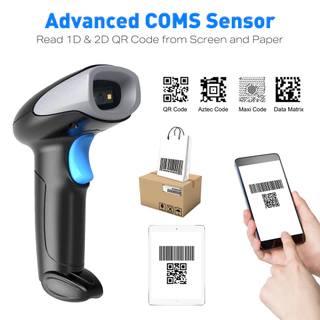 เครื่องยิงบาร์โค้ด 1D 2D QR Code เครื่องสแกนบาร์โค้ดไร้สาย laser บาร์โค้ด สแกนเนอร์ Wireless Bluetooth Barcode Scanner Reader
