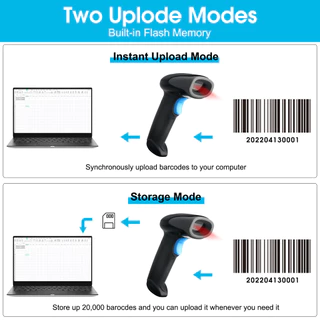 เครื่องยิงบาร์โค้ด 1D 2D QR Code เครื่องสแกนบาร์โค้ดไร้สาย laser บาร์โค้ด สแกนเนอร์ Wireless Bluetooth Barcode Scanner Reader