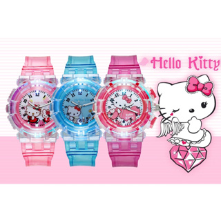 ใหม่ Hello Kitty นาฬิกาข้อมือดิจิทัล มีไฟ LED หลากสีสัน คุณภาพสูง สําหรับเด็กนักเรียนผู้ชาย ผู้หญิง