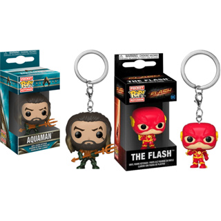 Funko Pop! พวงกุญแจ จี้ตุ๊กตาฟิกเกอร์ Justice League DC Flash Aquaman ของเล่นสําหรับเด็ก