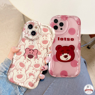 เคสโทรศัพท์มือถือแบบนิ่ม กันกระแทก ลายการ์ตูนหมีสตรอเบอร์รี่น่ารัก 3D แวววาว สําหรับ IPhone 7Plus XR 11 12 13 14 Pro Max X 7 8 6s 6 Plus XS Max SE 2020