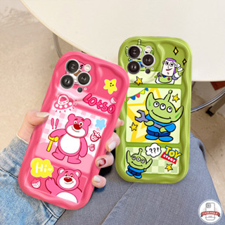 เคสโทรศัพท์มือถือ แบบนิ่ม ลายการ์ตูนเอเลี่ยน สตรอเบอร์รี่ หมี 3D ขอบโค้ง สําหรับ IPhone 11 14 12 13 Pro Max 7 8 Plus XR 6s 6 X XS Max SE 2020