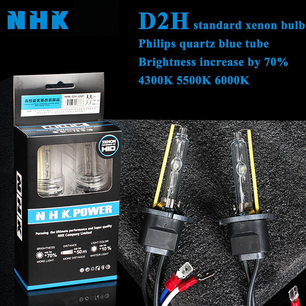 NHK หลอดไฟไฮไลท์ HID Xenon โคมไฟ D2H สําหรับโปรเจคเตอร์ไฟหน้าเลนส์หมอกอะไหล่รถยนต์ 4300K 5500K 6,000k 12V 35W