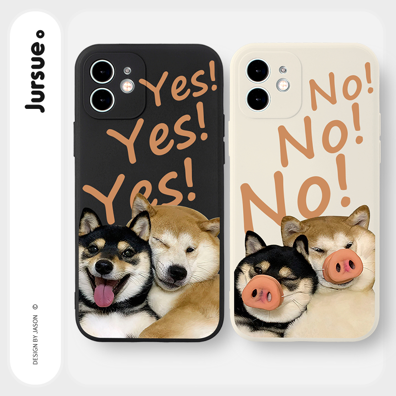 JURSUE เคสคู่ เคสไอโฟน คู่รัก กันกระแทกซิลิโคนนุ่มน่ารักตลก เคสโทรศัพท์ สีดำ Compatible for iPhone 16 15 14 13 12 11 Pro Max SE 2020 X XR XS 8 7 Plus พลัส Y3528