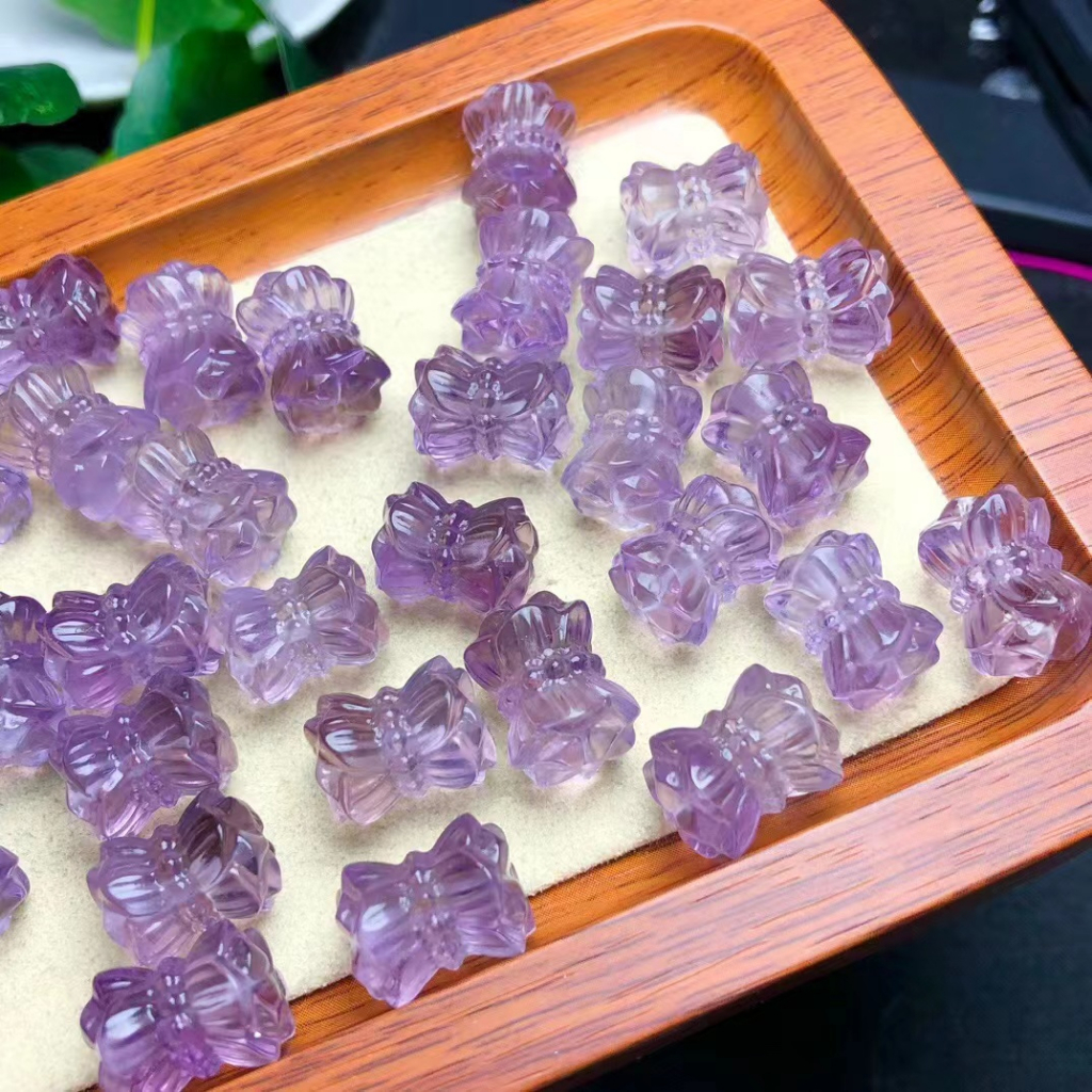 ชิ้นแกะสลักอเมทิสต์และdilien ธรรมชาติเครื่องประดับน่ารักอุปกรณ์ diy Simple All-Match ของขวัญ