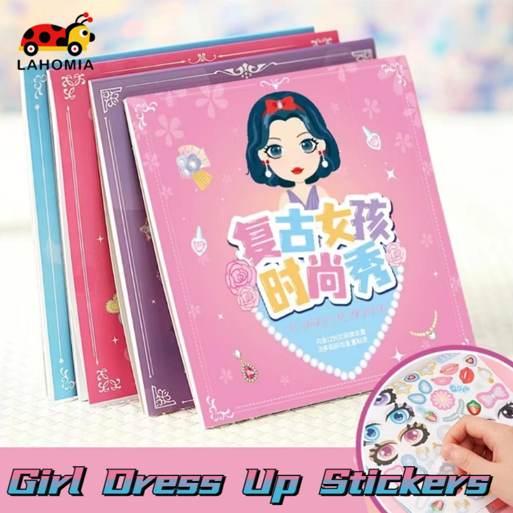 [Lahomia] หนังสือสติกเกอร์ Make A Face หลากสีสัน สร้างสรรค์ 12 หน้า และสติกเกอร์ 100 ชิ้น สําหรับเด็กผู้หญิง