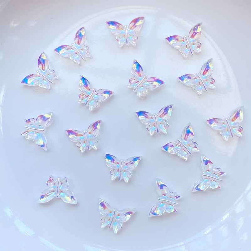 美甲配件闪光树脂极光蝴蝶 3D 多色美甲装饰 100 件 2023