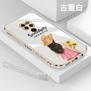 เคสโทรศัพท์มือถือ ขอบตรง ชุบไฟฟ้า พร้อมสายคล้อง สําหรับ huawei mate 10 mate10 pro mate 20 mate 20 pro mate 20x