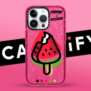 Casetify เคสโทรศัพท์มือถือ ลายแตงโม แต่งกลิตเตอร์ สีชมพู สําหรับ iPhone 14ProMax 13Pro 13 11 12Promax 13Promax 11 12 13 14