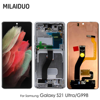 อะไหล่หน้าจอสัมผัส LCD AMOLED พร้อมกรอบ 6.8 นิ้ว S21 Ultra 5G SM-G998F/DS สําหรับ Samsung Galaxy S21 Ultra