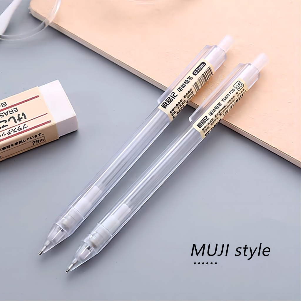 Wj210 Muji Style ที่ใส่ปากกา ดินสอกด หกเหลี่ยม แบบใส 0.5/0.7 มม. สําหรับนักเรียน