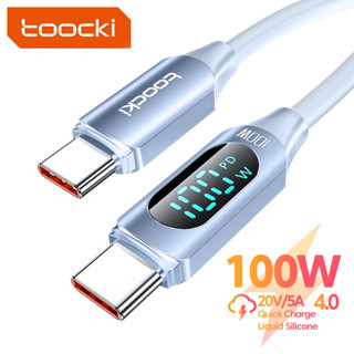 Toocki สายชาร์จโทรศัพท์ ซิลิโคน 100W Type C เป็น Type C PD 20W C-L/A-L 66W USB C สําหรับ Xiaomi Samsung S22 LED Display