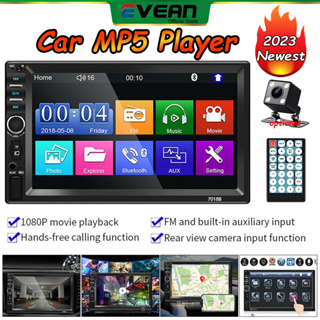 เครื่องเล่น MP5 วิทยุ FM Aux อินพุต SD USB หน้าจอสัมผัส HD 7 นิ้ว 2 Din 7018B BT พร้อมกล้องมองหลัง สําหรับรถยนต์