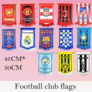 Psg Pa-ris AC, Real M, Bar-celona, ASL ARS Dor-tmund, Inter, LFC Liv, Atletico, MCI Man C MU UTD Man United, Che, Juv-entus Flag