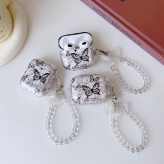 เคสหูฟัง ลายผีเสื้อ สําหรับ airpods pro gen 2 1 2 3 pro case พร้อมพวงกุญแจ