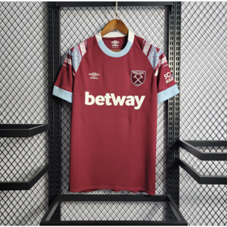 เสื้อกีฬาแขนสั้น ลายทีม West Ham 22 23 ชุดเหย้า S-4XL เพิ่มชื่อ และหมายเลขได้