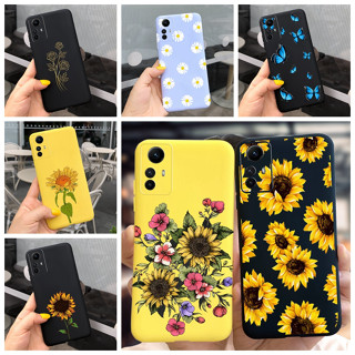 เคสโทรศัพท์ซิลิโคน แบบนิ่ม ลายดอกทานตะวัน ผีเสื้อ สําหรับ Xiaomi Redmi Note 12 12s 4G Note 12 2023