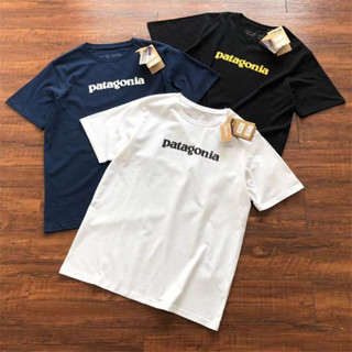 Patagonia เสื้อยืดแขนสั้นลําลอง ผ้าฝ้าย พิมพ์ลายโลโก้ตัวอักษร ทรงหลวม เรียบง่าย แฟชั่น สําหรับผู้ชาย NND3H3