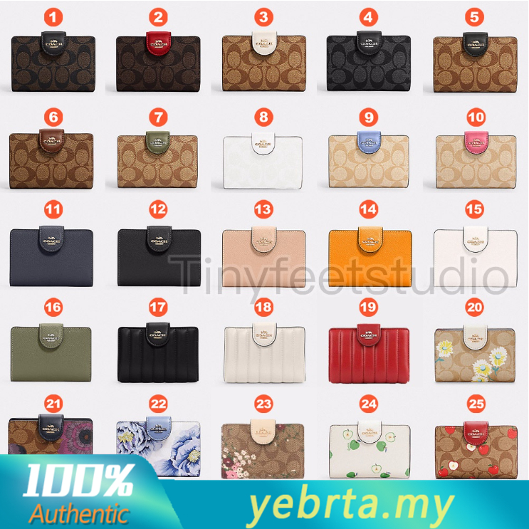 C0082 6390 C3454 C3375 C3452 C3453 3773 Medium Corner Zip Wallet Leather Women Fold Over Short Card 