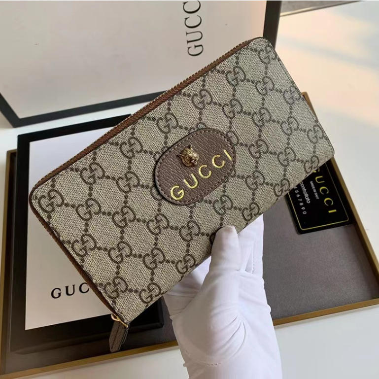 กระเป๋าสตางค์ Gucci ของแท้ แบบดึงเดียว สําหรับผู้หญิง