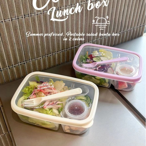 สลัดเบนโตะกล่องลดไขมันเบนโตะกล่องปิกนิกกล่องอาหารความจุสูงแบบพกพา