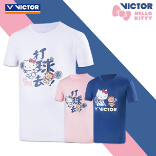 เสื้อยืดแขนสั้น ระบายอากาศได้ดี พิมพ์ลาย Victor Badminton สําหรับผู้ชาย และผู้หญิง เหมาะกับการวิ่ง เล่นกีฬา