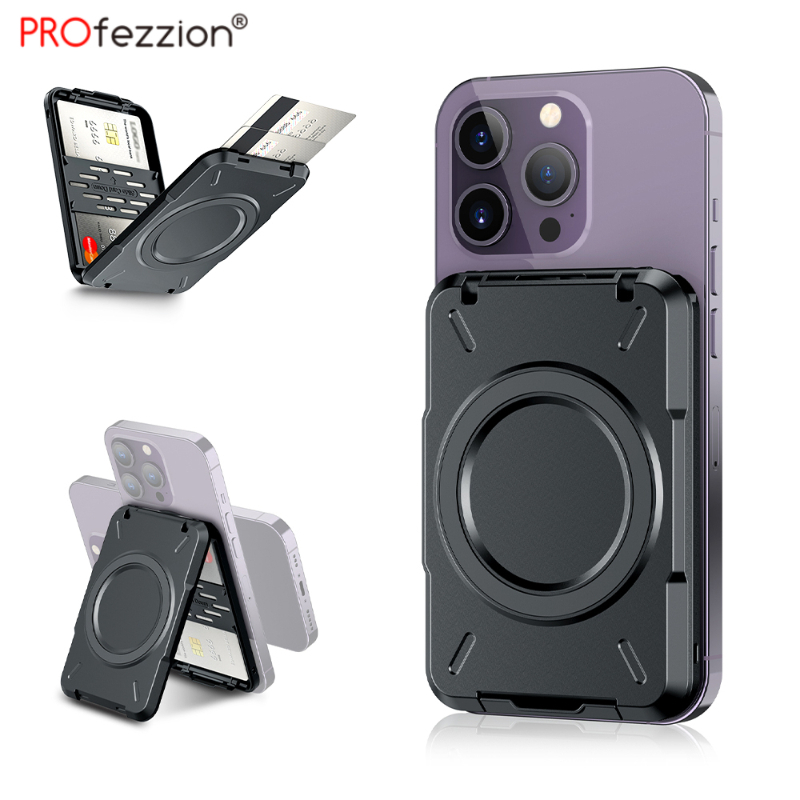 PROfezzion Phone Wallet เคสโทรศัพท์มือถือ แบบแม่เหล็ก แข็งแรง พร้อมช่องใส่บัตรเครดิต บัตรประจําตัว สําหรับสมาร์ทโฟน Mag-Safe Apple 17 16 15 14 13 12 Pro Max Mini Plus