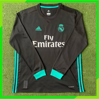 เสื้อกีฬาแขนยาว ลายทีมชาติฟุตบอล Real Madrid 17 18 Real Madrid AAA คุณภาพสูง สไตล์เรโทร