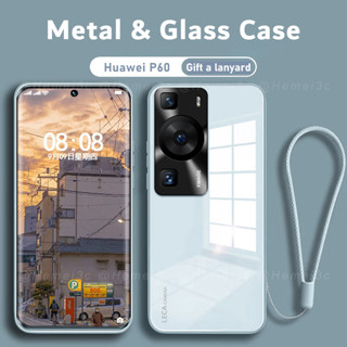 สําหรับ Huawei P60 P50 Pro เคสโลหะ เลนส์ กระจกนิรภัยแข็ง ด้านหลัง เคสโทรศัพท์