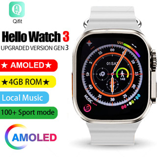 Hello Watch 3 สมาร์ทวอทช์ Amoled Hello Watch 2 Upgraded Series 8 2.04 นิ้ว NFC 4GB RAM reloj IWO 2023 สําหรับผู้ชาย และผู้หญิง